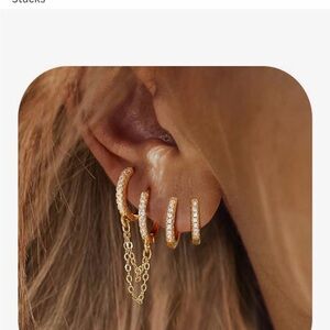 Elegant Gold Hoop Earrings with Chain